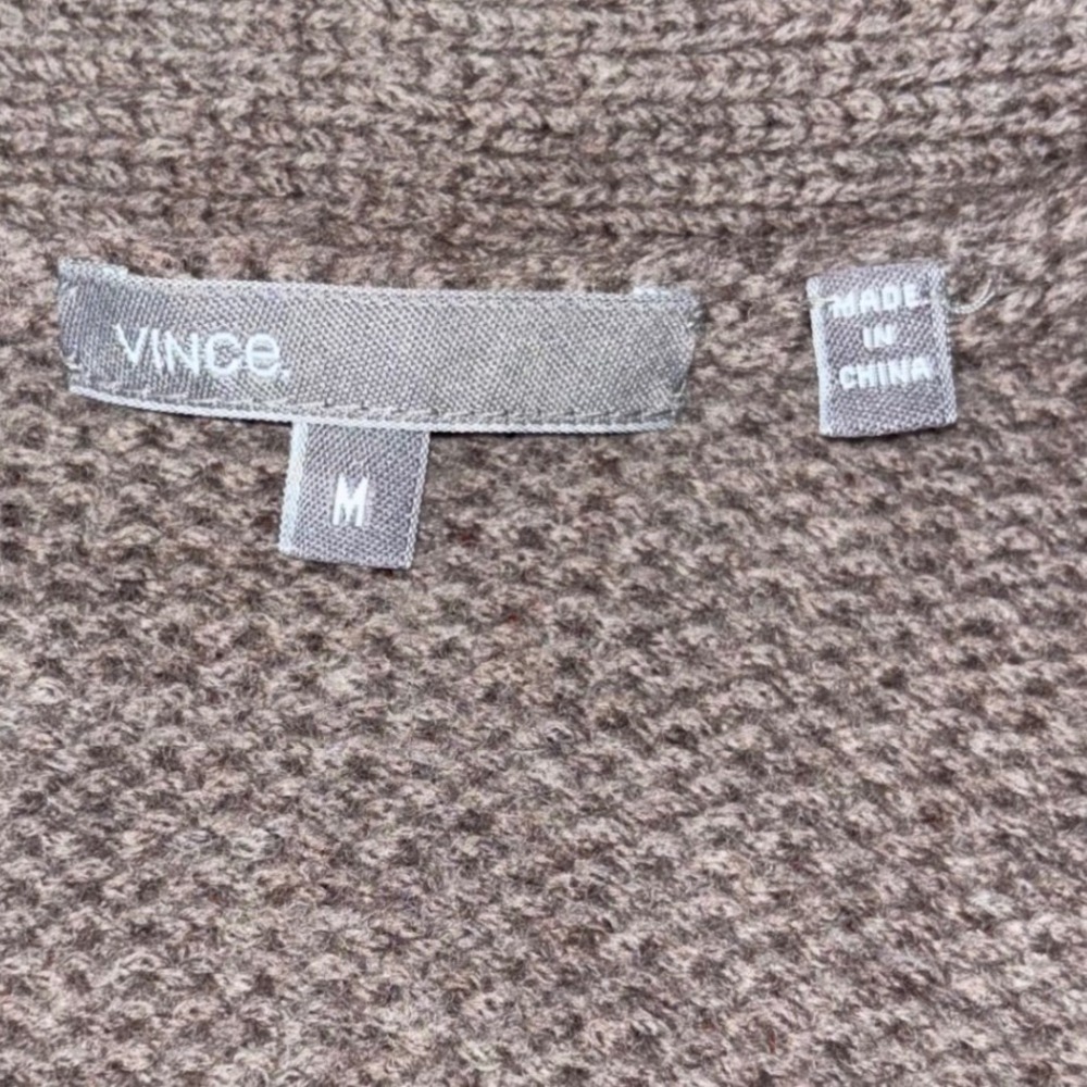 Vince | Taupe Brown | Wool Blend | Open Front Drape Cardigan | Short Sleeve | M - Picture 3 of 10